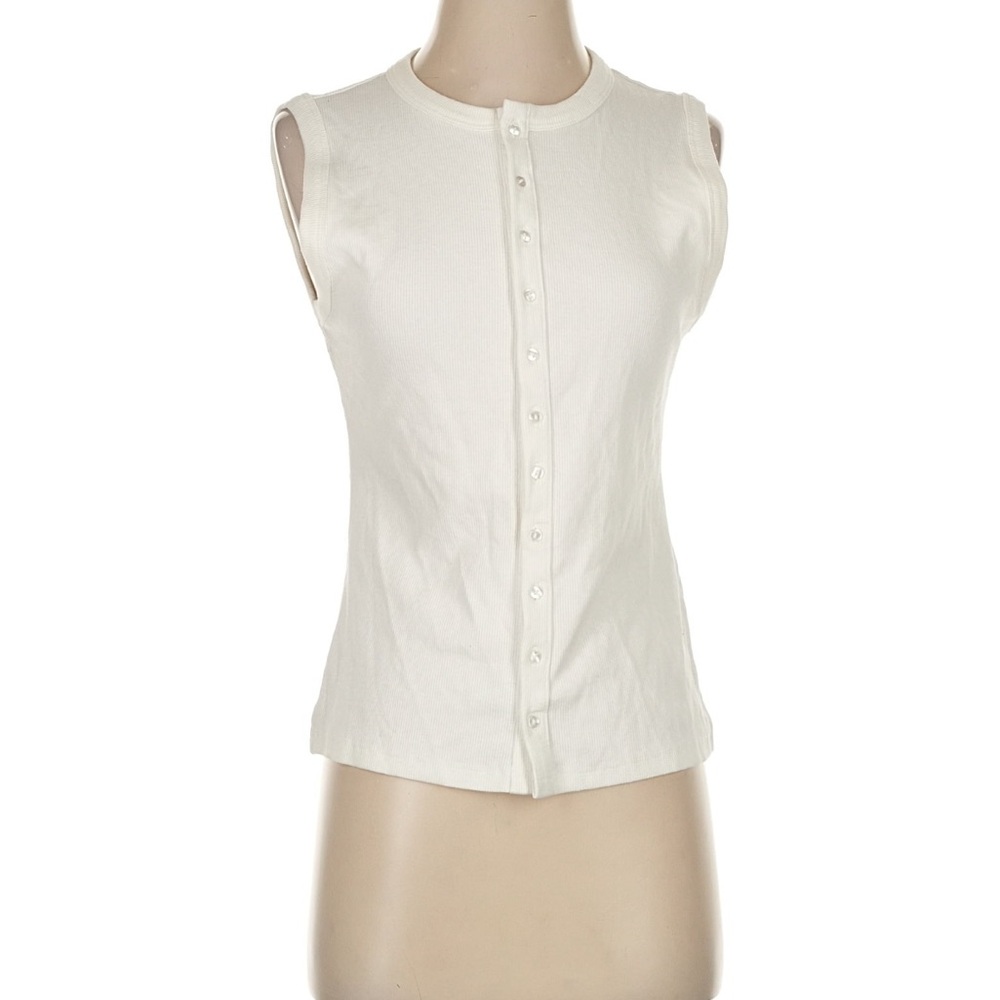Abercrombie Ivory Sleeveless Button-Down Top